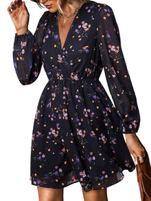 Nerina Robe Cupshe Women – Floral V-Neck Wrap, Long Sleeves & Elegant Mini Cut