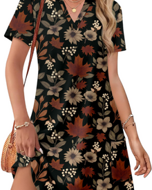 Women's Summer Sherry Dress – Elegant V-Neck Midi Dress, Flowing Bohemian Cut for Vacation & Wedding