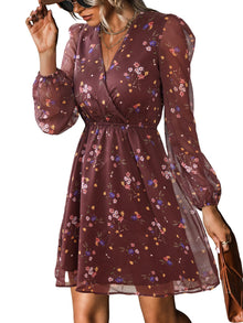 Nerina Robe Cupshe Women – Floral V-Neck Wrap, Long Sleeves & Elegant Mini Cut