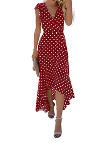 Gertrude Women's Robe – Floral V-Neck Wrap, Flowing Maxi Cut & Asymmetric Hem Summer