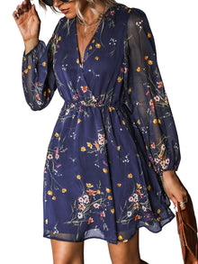 Nerina Robe Cupshe Women – Floral V-Neck Wrap, Long Sleeves & Elegant Mini Cut