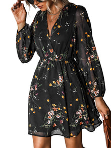 Nerina Robe Cupshe Women – Floral V-Neck Wrap, Long Sleeves & Elegant Mini Cut