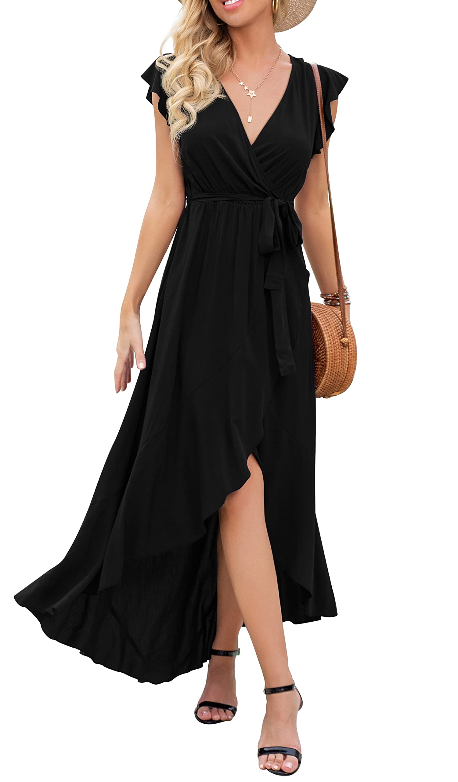 Gertrude Women's Robe – Floral V-Neck Wrap, Flowing Maxi Cut & Asymmetric Hem Summer