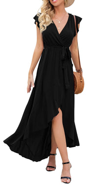 Gertrude Women's Robe – Floral V-Neck Wrap, Flowing Maxi Cut & Asymmetric Hem Summer