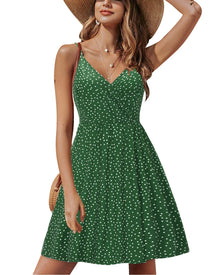 Lusha Women's Robe – V-Neck, Thin Straps, A-Line Midi Cut & Pockets, Elastic Waist, Summer