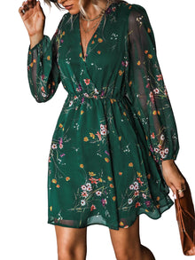 Nerina Robe Cupshe Women – Floral V-Neck Wrap, Long Sleeves & Elegant Mini Cut