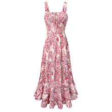Mildred Women's Maxi Dress – Square Neck, Straps, Smocked A-Line Cut & Ruffled Hem Summer