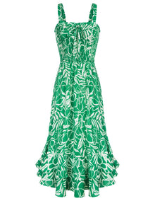 Mildred Women's Maxi Dress – Square Neck, Straps, Smocked A-Line Cut & Ruffled Hem Summer