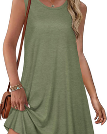 Yendy Summer Dress for Women – Sleeveless Round Neck Dress with Flowing Fit, Bohemian Style with Pockets