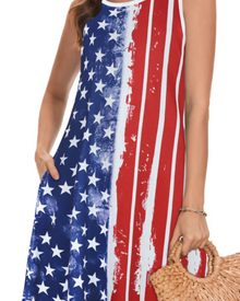 Yendy Summer Dress for Women – Sleeveless Round Neck Dress with Flowing Fit, Bohemian Style with Pockets