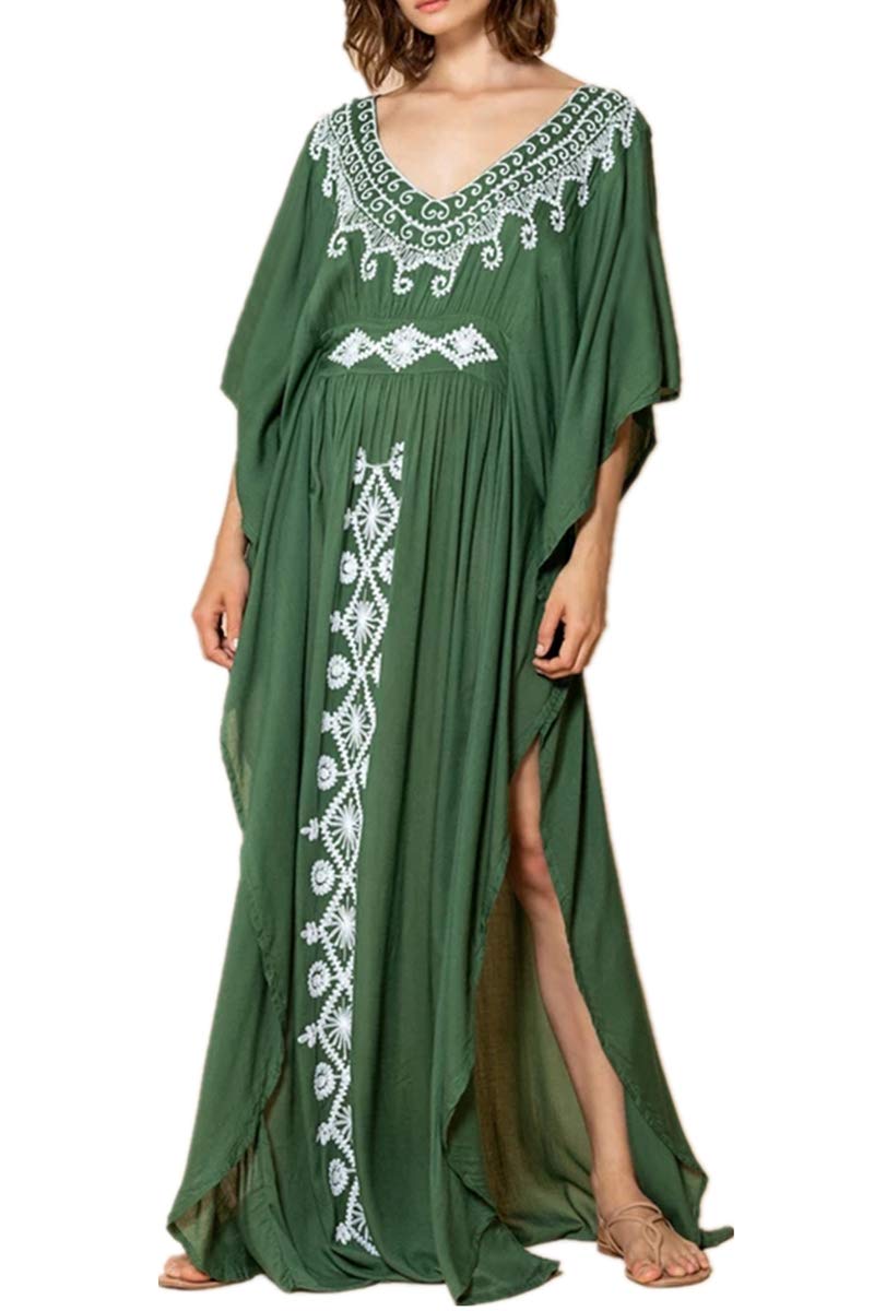 Eugenia Women's Kimono – Loose Long Beach Dress, V-Neck & Loose Sleeves Summer Cover-Up