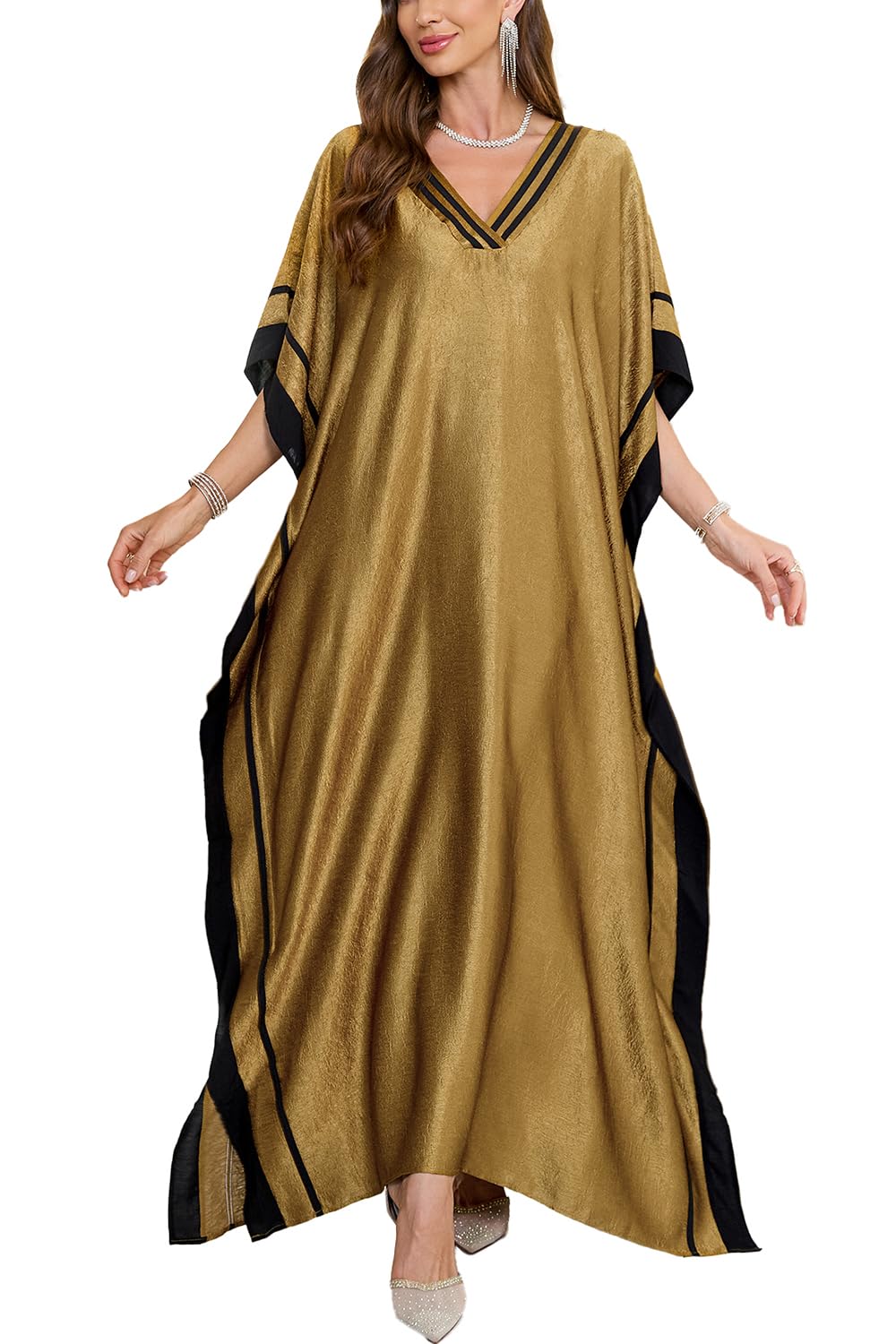 Eugenia Women's Kimono – Loose Long Beach Dress, V-Neck & Loose Sleeves Summer Cover-Up