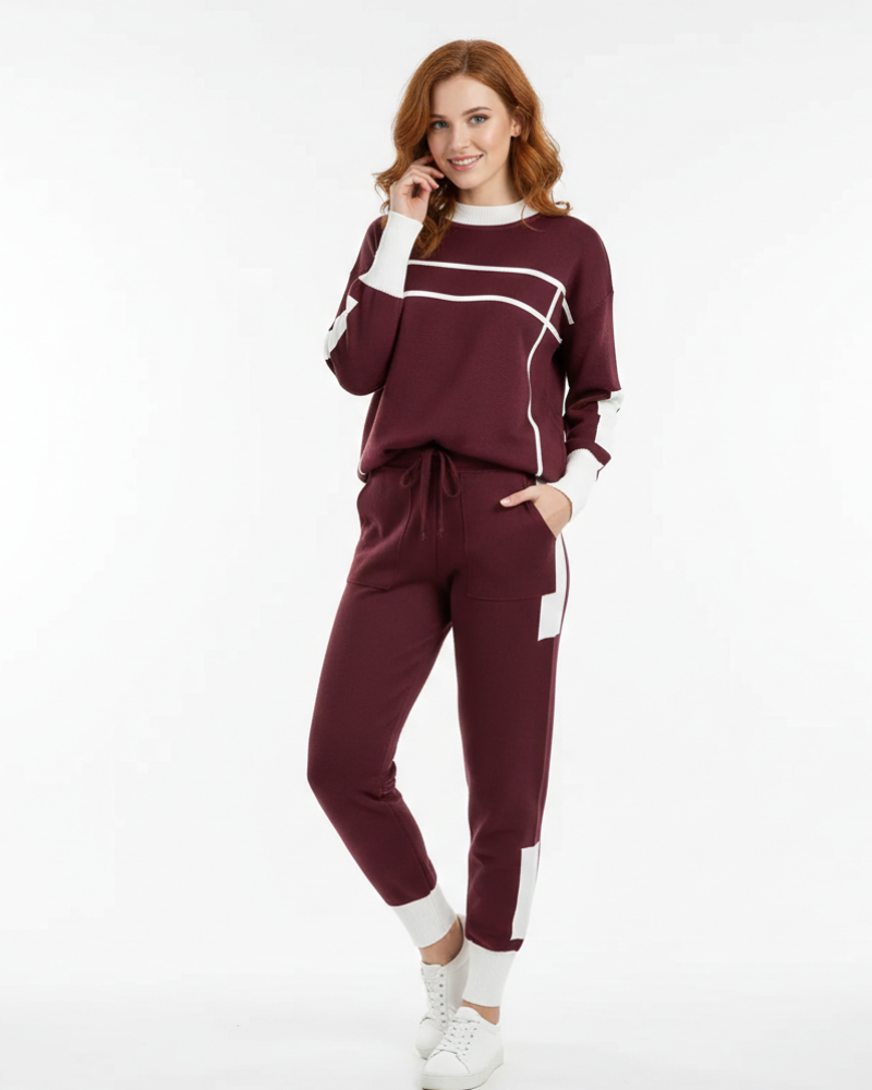 Zita Women's Knitted Set – Comfortable Knitwear Relaxed Fit & Contrasting Details