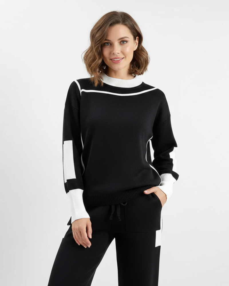 Zita Women's Knitted Set – Comfortable Knitwear Relaxed Fit & Contrasting Details