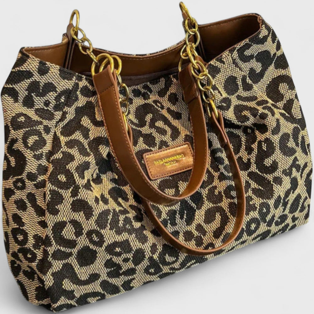 Kailany Shopping Bag Women in Canvas – Large Leopard with Handles & Adjustable Shoulder Strap