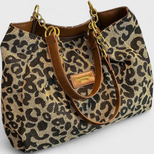 Kailany Shopping Bag Women in Canvas – Large Leopard with Handles & Adjustable Shoulder Strap