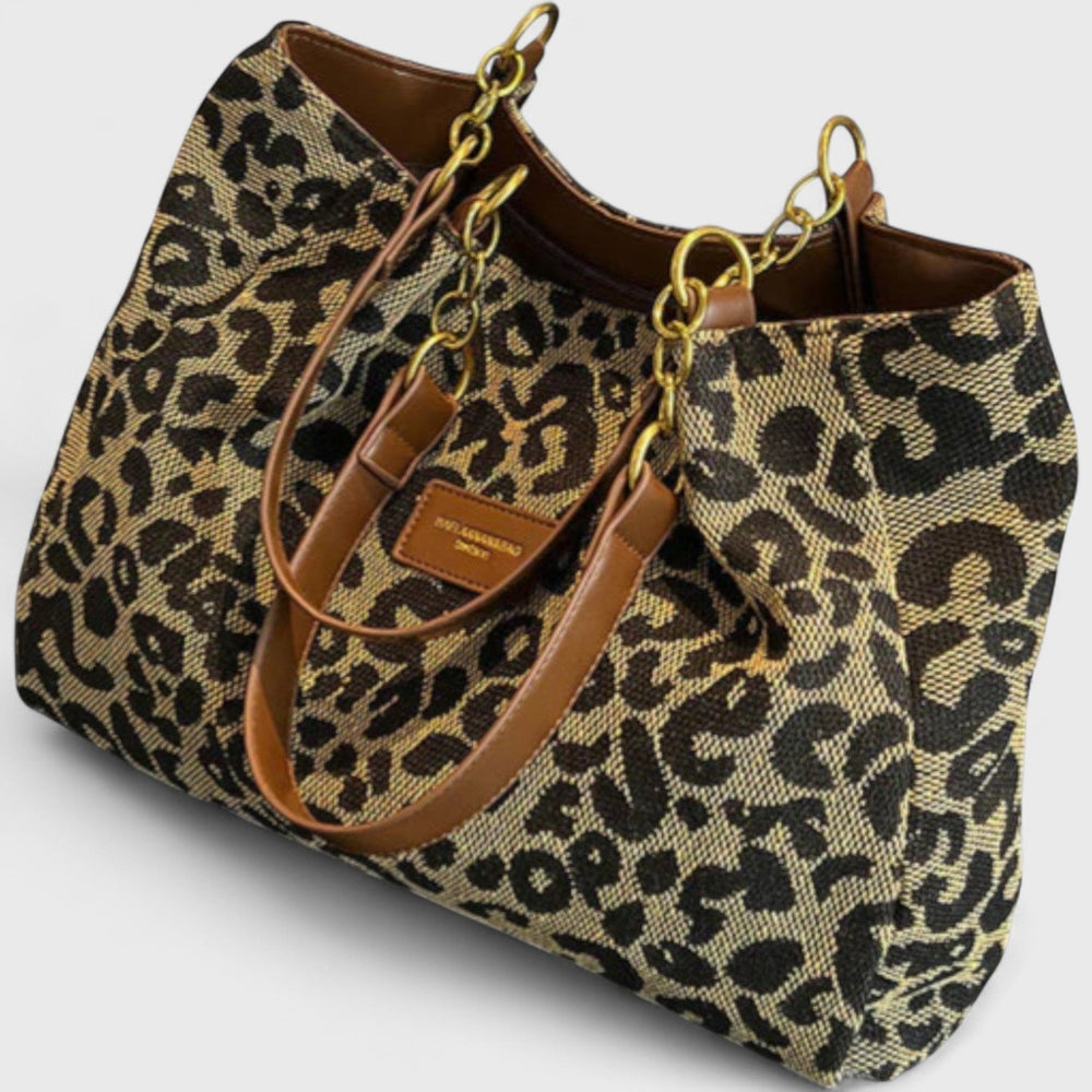 Kailany Shopping Bag Women in Canvas – Large Leopard with Handles & Adjustable Shoulder Strap
