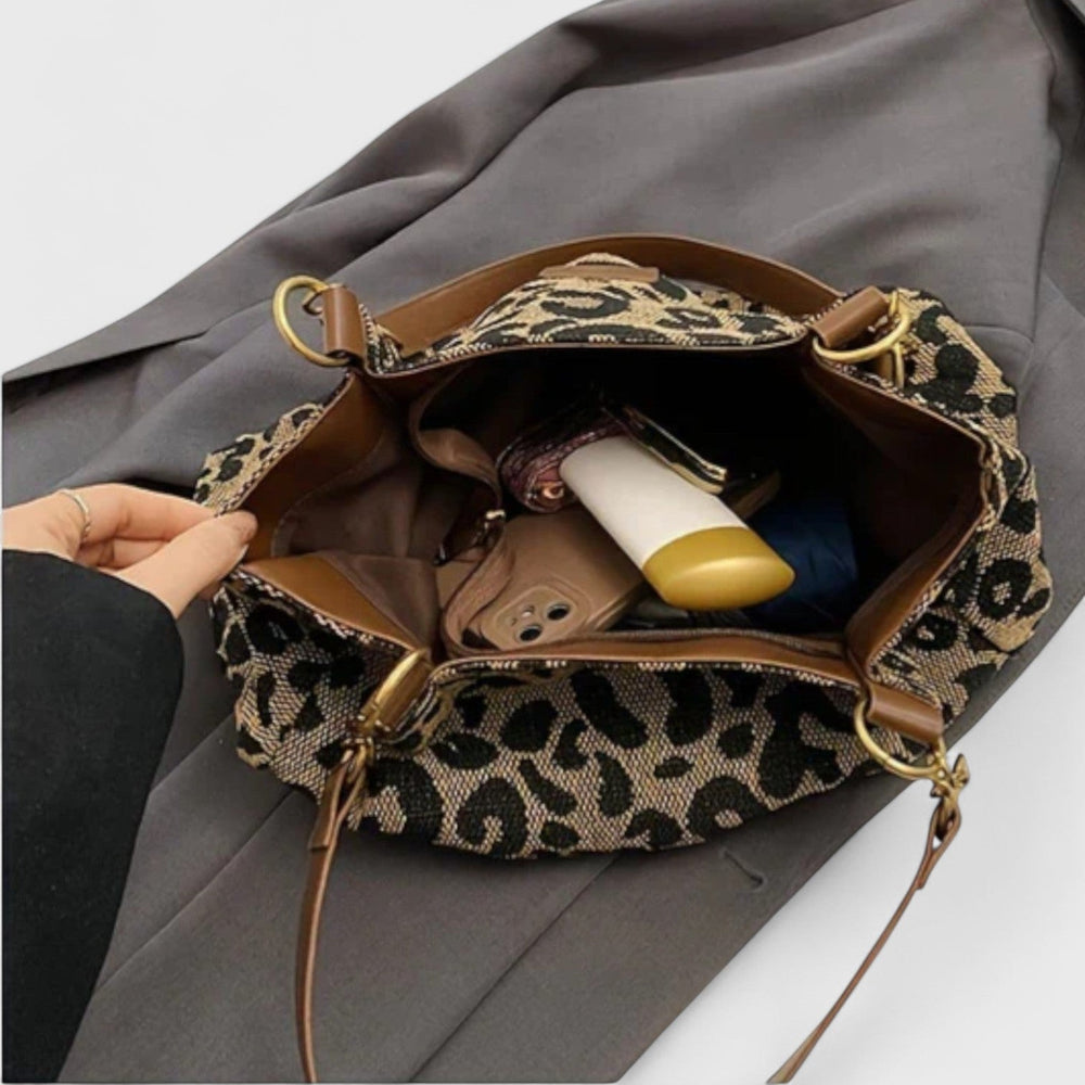 Kailany Shopping Bag Women in Canvas – Large Leopard with Handles & Adjustable Shoulder Strap