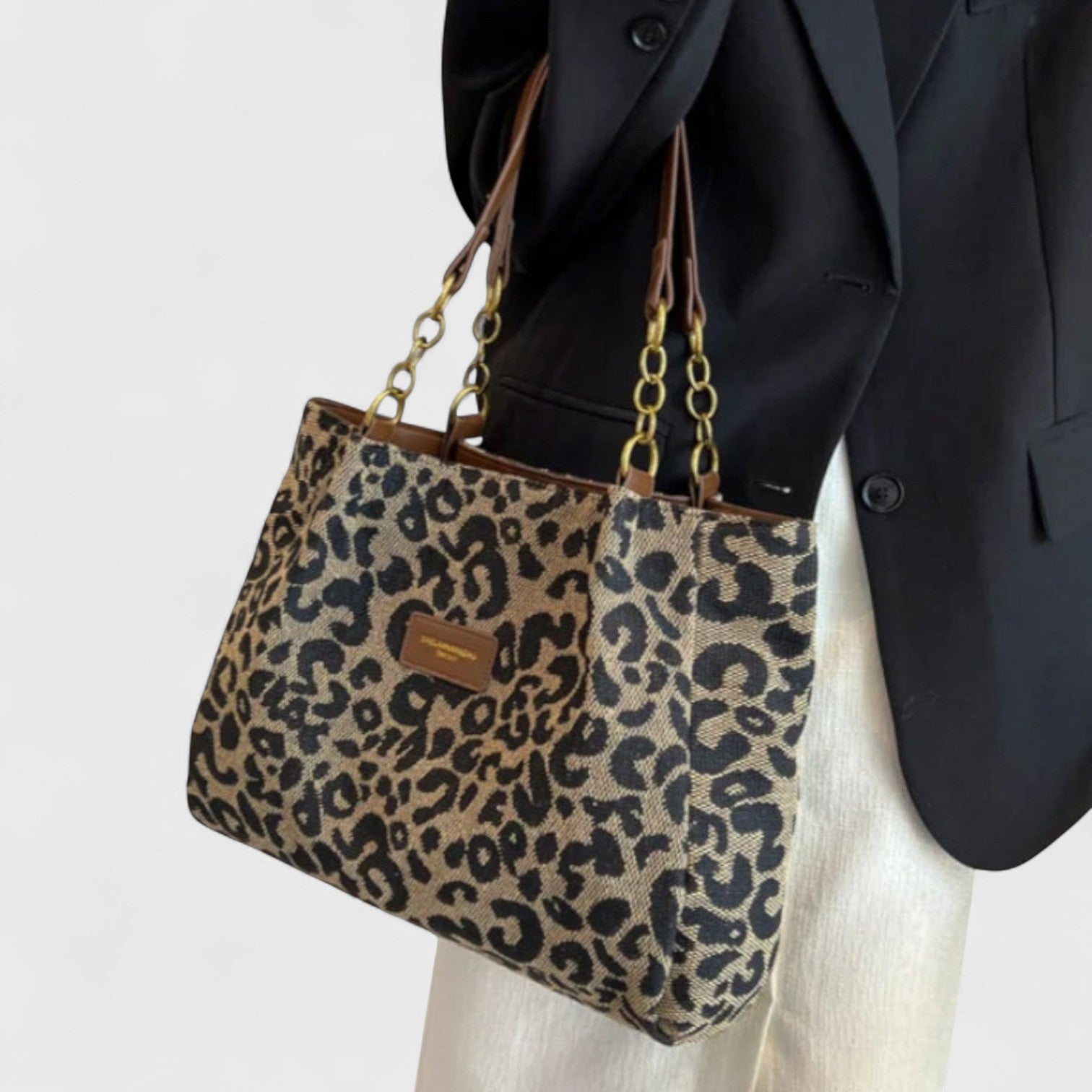 Kailany Shopping Bag Women in Canvas – Large Leopard with Handles & Adjustable Shoulder Strap