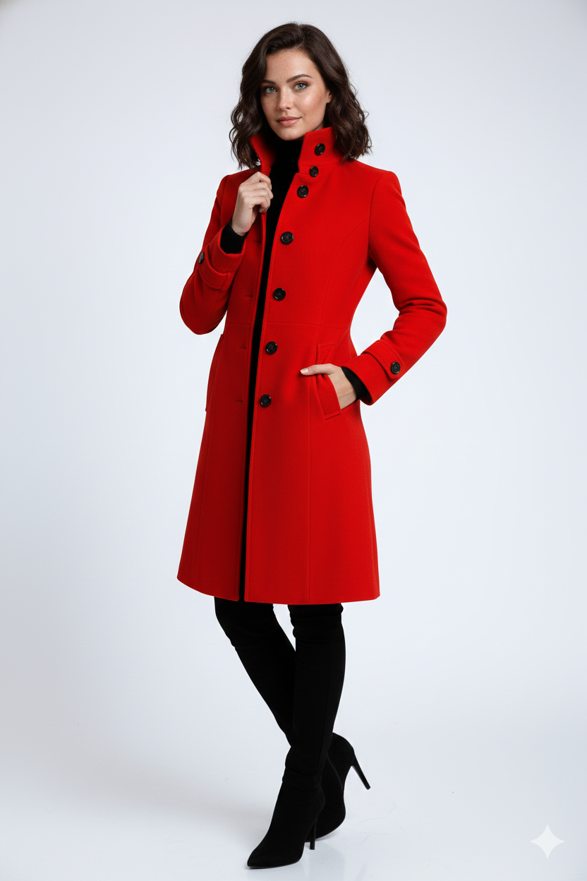 Sandy Women's Trenchcoat – Winter Coat with High Collar & Elegant Fitted Cut