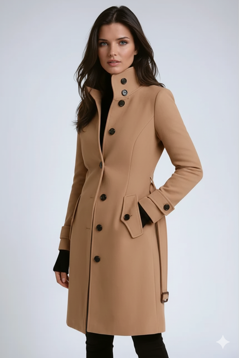 Sandy Women's Trenchcoat – Winter Coat with High Collar & Elegant Fitted Cut