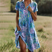 Jeanne Women's Dress – Elegant V-Neck Dress with Buttons, Flattering Cut & Timeless Floral Pattern