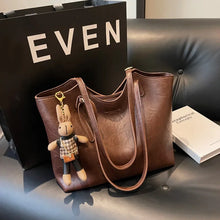 Emma Rustic Edge Tote – Spacious Vintage Vegan Leather Bag with Fancy Pendant