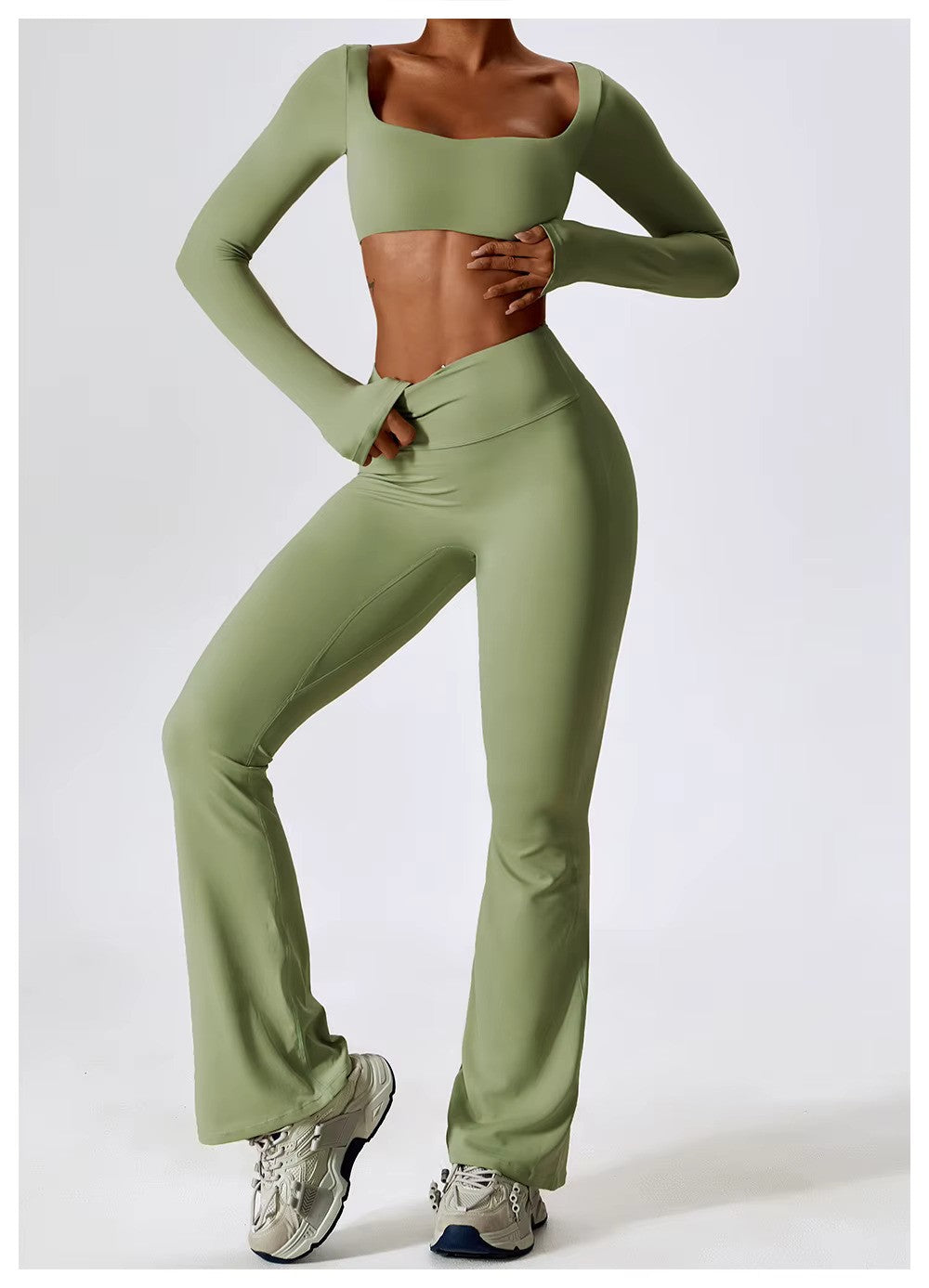 Leila Women's Sports Set – Breathable Yoga & Fitness Outfit with Flared Leggings & Fitted Top