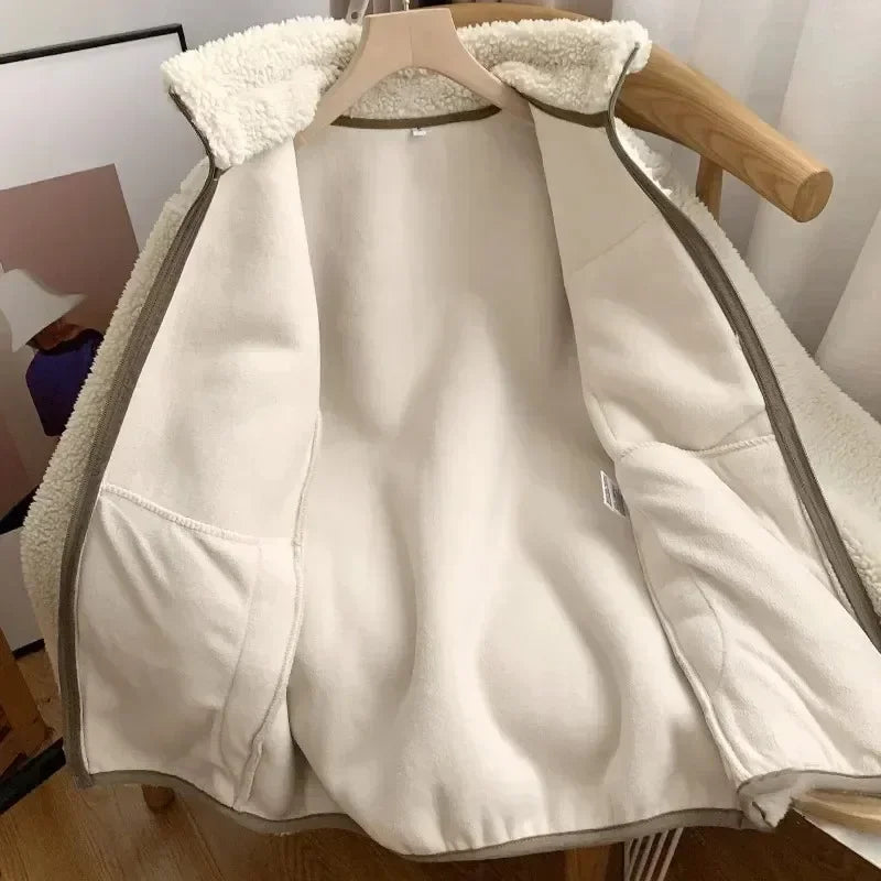 Lily Teddy Coat Woman – Warm Jacket with High Collar, Zipped Pockets & Casual Fit