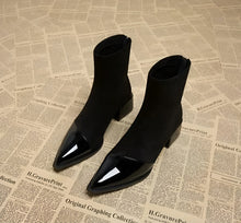 Gracia Women's Ankle Boots – Elegant Suede Boots with Patent Details & Comfortable Block Heel
