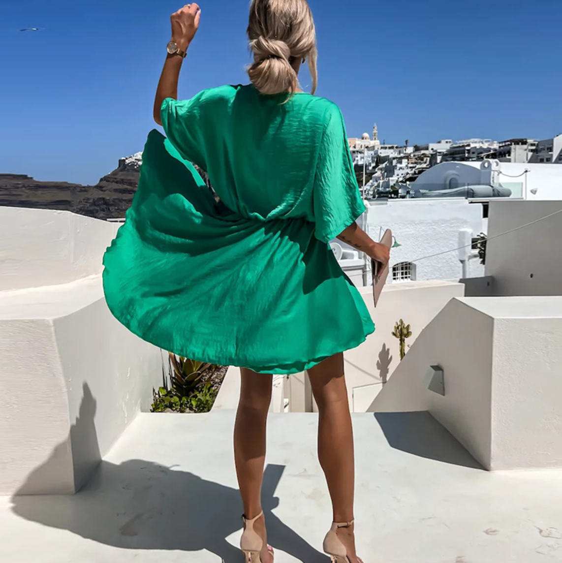 Brooklyn Robe in Chiffon Woman – Elegant Dress with Ruffles with Twisted Detail & Light Cut