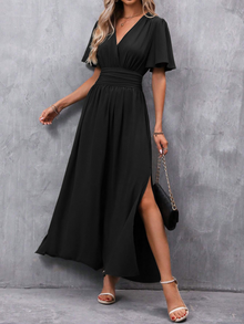 Eliza Long Dress Woman – Elegant Dress with Belt and Flowing Skirt for Luxury Occasions