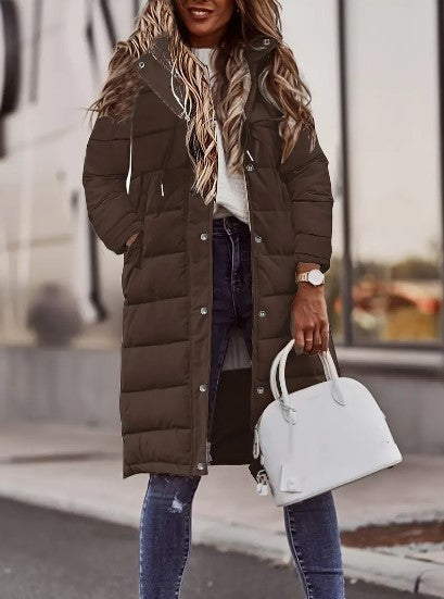 Evie Long Down Jacket Women – Warm Winter Coat with Hood & Slim Lightweight Cut