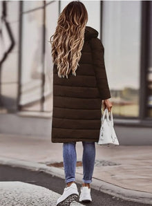 Evie Long Down Jacket Women – Warm Winter Coat with Hood & Slim Lightweight Cut