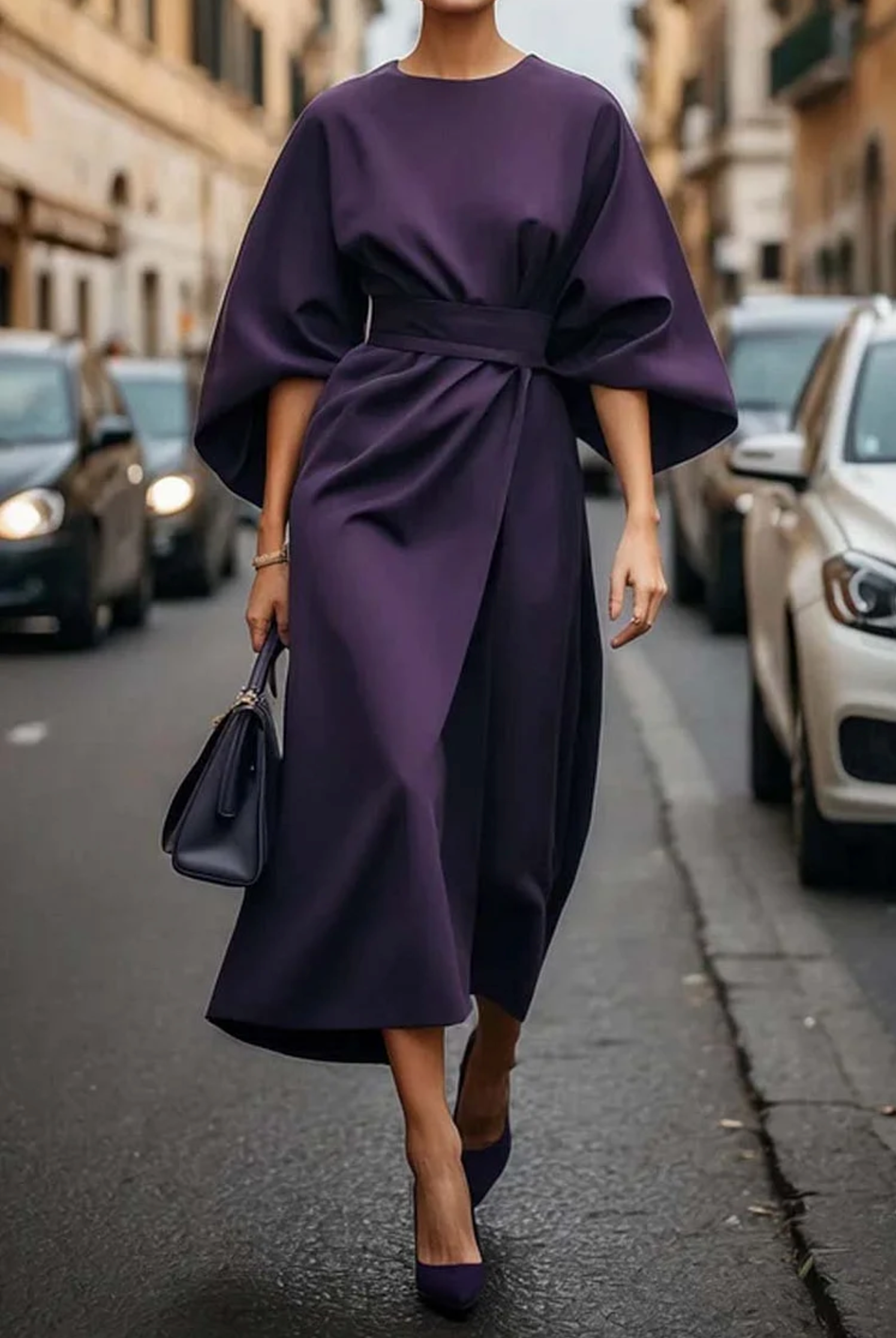 Louise Elegant Dress Woman – Feminine Design with Lantern Sleeves & Adjustable Fitted Cut