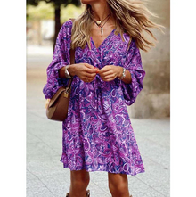 Blessy Bohemian Dress Woman – Long Fluid Dress with Light Sleeves & Casual Summer Style