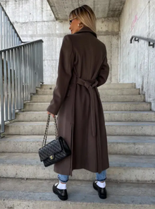 Riana Long Winter Coat Women – Warm Belted with Classic Cross Style