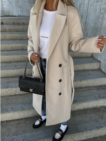 Talia Long Coat Woman – Elegant Winter Trench with Belt & Warm Lining