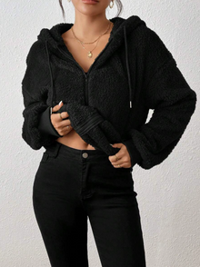 Adelyn Women's Jacket – Soft & Warm Plush Zip-Up Hoodie Cardigan for Autumn/Winter