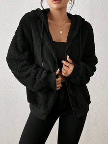 Adelyn Women's Jacket – Soft & Warm Plush Zip-Up Hoodie Cardigan for Autumn/Winter