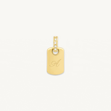 Script Initial Letter Engraved Sapphire Tag Pendant