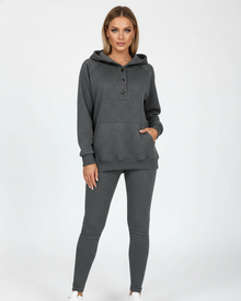 Lysa Women's Loungewear Set – Comfortable Set with Kangaroo Pocket Sweatshirt & High Waist Pants