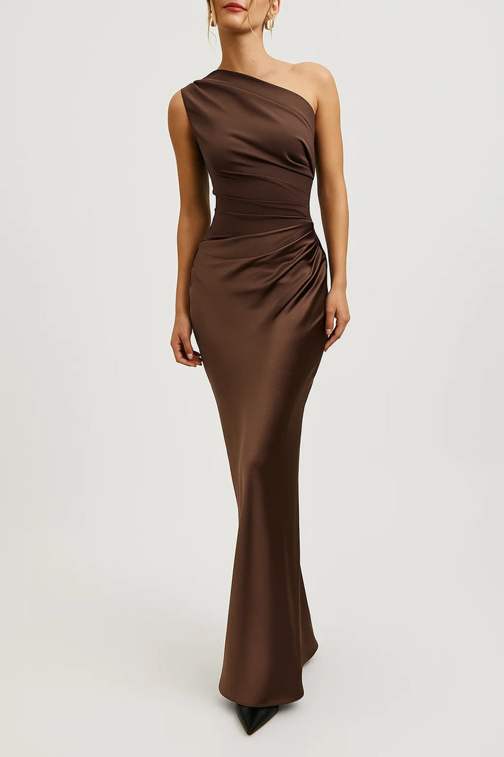 Clementine Dress Women – Elegant Long Asymmetric Satin Dress for Evenings & Events
