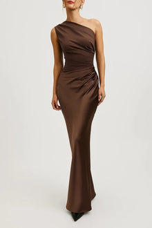 Clementine Dress Women – Elegant Long Asymmetric Satin Dress for Evenings & Events