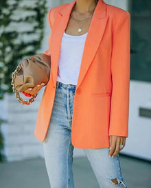 Raine Blazer Woman - Oversize Cut, Simple Buttoning, Notched Collar - Tailored Elegance for Office and Evenings