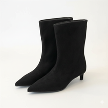 Cindella Women's Suede Ankle Boots – Pointed Toe, Slim Heel & Timeless Elegance