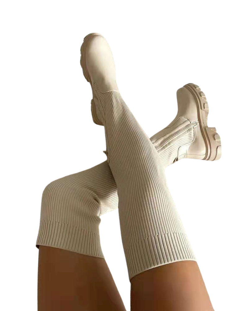 Effer Women's Overknee Stretch Boots – Trendy Elegant Boots with Comfortable Heel