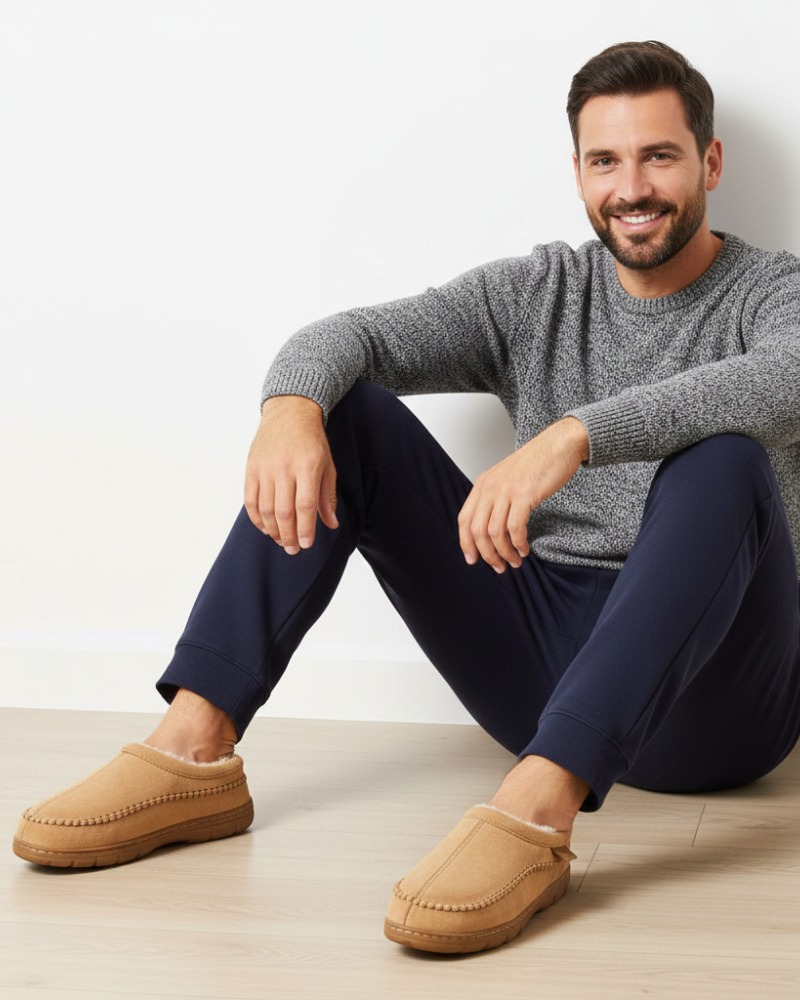 Leon Men's Plush Lined Slippers – Warm, Non-Slip & Comfortable House Shoes