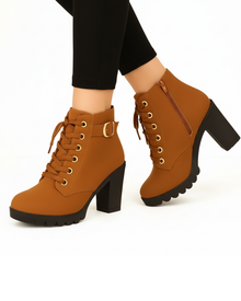 Luciana Women's Ankle Boots Martin Style with Metal Buckle – Comfortable Thick Heel & Modern Style