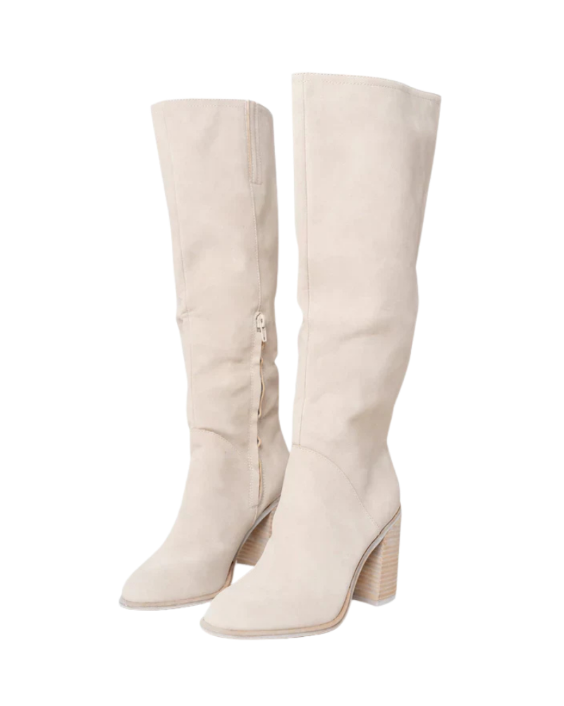Noemie Women's High Boots Beige – Elegant Comfortable Faux Leather Boots with Slim Fit Cut